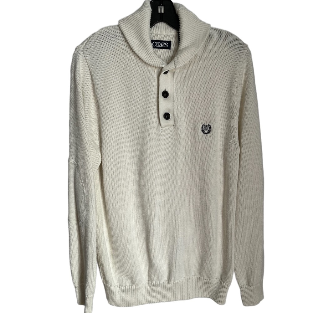 CHAPS IVORY 3 BUTTON PULLOVER SWEATER